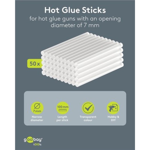 GOOBAY ράβδοι σιλικόνης 77851, Φ7mm x 100mm, διάφανο, 50τμχ