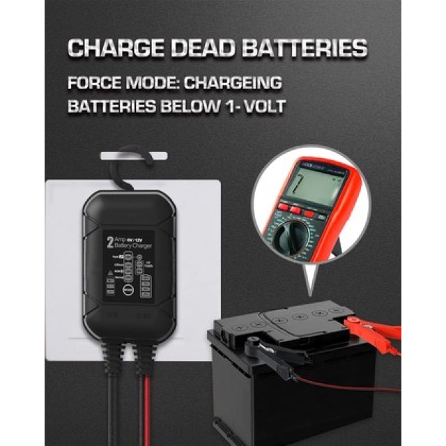 BYGD φορτιστής & συντηρητής μπαταρίας αυτοκινήτου S2000, 6-12V/2A