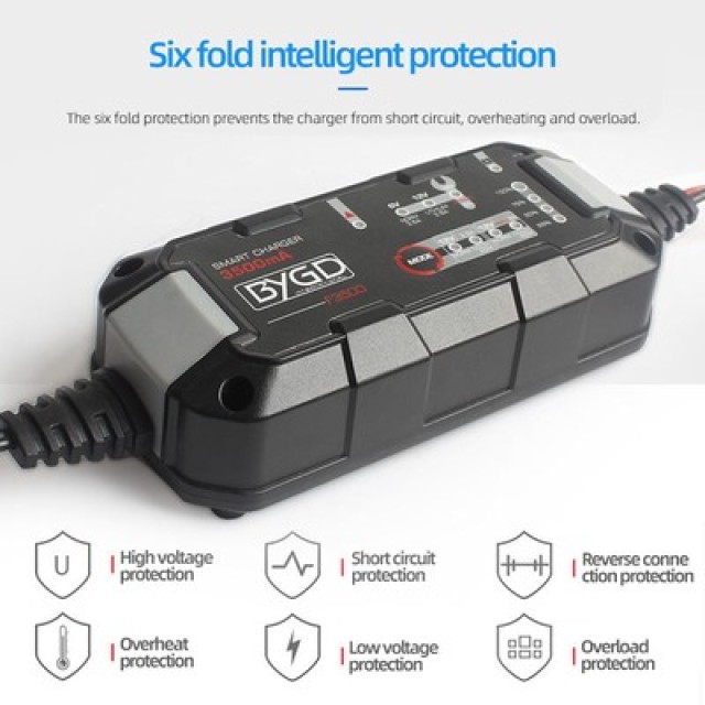 BYGD φορτιστής & συντηρητής μπαταρίας αυτοκινήτου F3500, 6-12V/3.5A