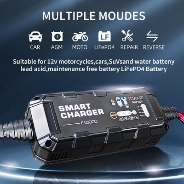 BYGD φορτιστής & συντηρητής μπαταρίας αυτοκινήτου F10000, 6V/2A 12V/10A