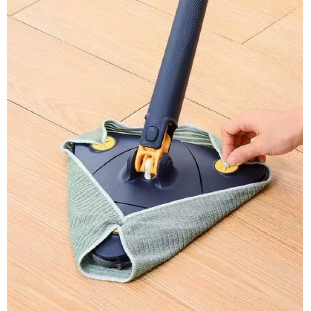 HOME USE τριγωνική σφουγγαρίστρα HUH-0257 με 4x πανιά μικροϊνών, προσαρμόσιμο ύψος, μπλε