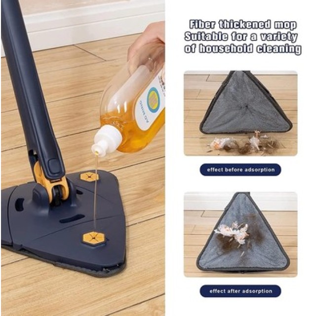 HOME USE τριγωνική σφουγγαρίστρα HUH-0257 με 4x πανιά μικροϊνών, προσαρμόσιμο ύψος, μπλε