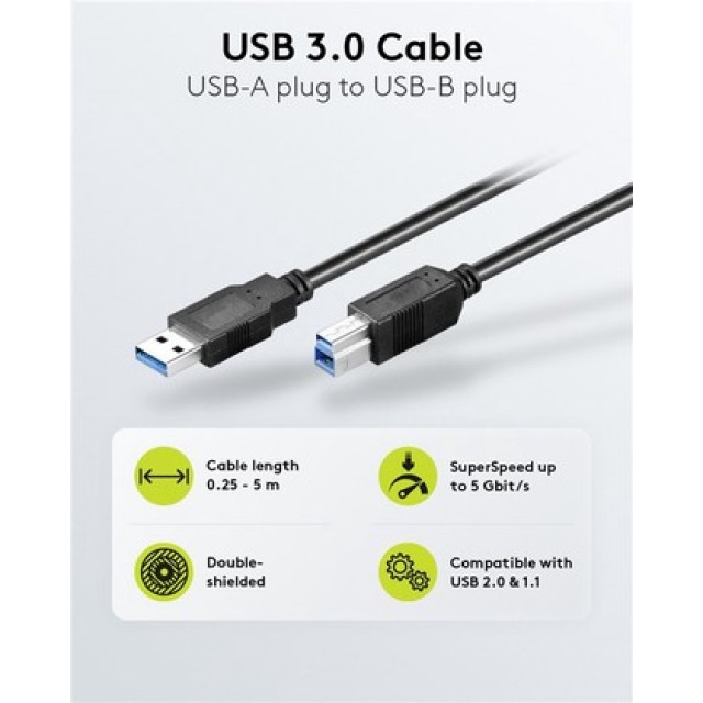 GOOBAY καλώδιο USB 3.0 σε USB Type B 95719, 1m, 5Gbps, μαύρο