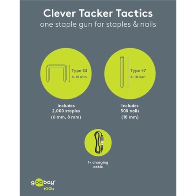 GOOBAY καρφωτικό μπαταρίας για καρφιά & συνδετήρες 77819, 1500mAh