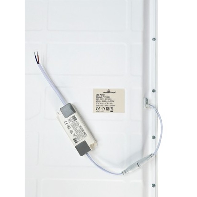 POWERTECH LED panel ψευδοροφής PT-1533, 40W, 59.5x59.5cm, τετράγωνο, 4000K, 4000lm, λευκό