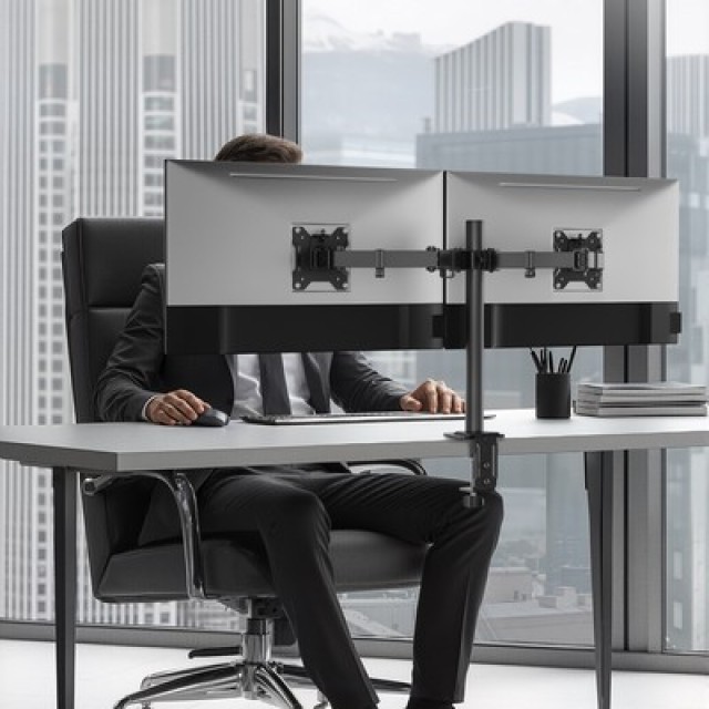 POWERTECH βάση γραφείου για 2x οθόνες PT-1552, 17-32", έως 10kg