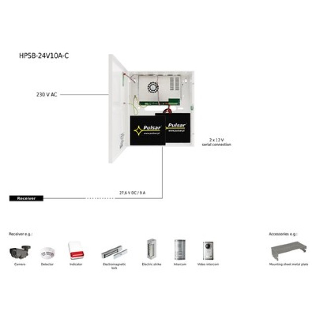 PULSAR τροφοδοτικό HPSB-24V10A-C, 27.6V/10A