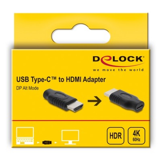 DELOCK αντάπτορας HDMI σε USB-C 61075, 4K/60Hz, μαύρος