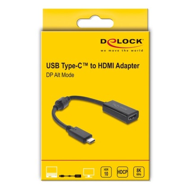 DELOCK αντάπτορας USB-C σε HDMI 61085, 8K/60Hz, μαύρος