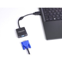 DELOCK αντάπτορας HDMI σε VGA 61077, 1080p, μαύρος