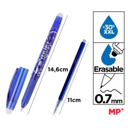 MP στυλό διαρκείας PE217A με ανταλλακτικό μελάνι, erasable, 0.7mm, μπλε