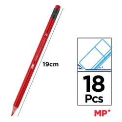 MP χρωματιστές ξυλομπογιές PP824 με γόμα, τρίγωνες, 18τμχ