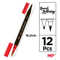 MP σετ χρωματιστών μαρκαδόρων PP913 με διπλή μύτη, 12τμχ