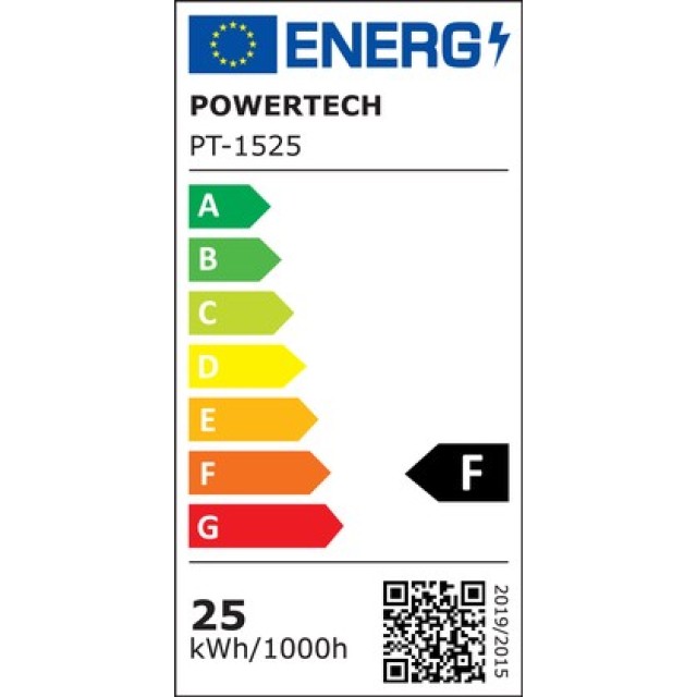 POWERTECH LED φωτιστικό οροφής PT-1525, 25W, 4000K, Φ40x120cm, μαύρο