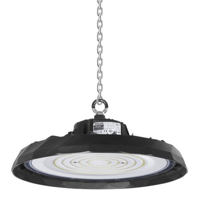 POWERTECH LED φωτιστικό καμπάνα PT-1531, 100W, 6500K, Φ30x11cm, IP65, μαύρο