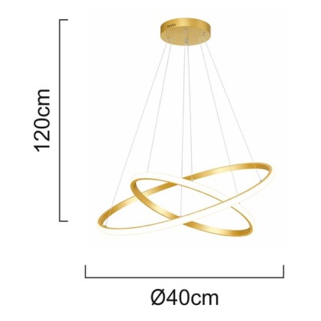POWERTECH LED φωτιστικό οροφής PT-1526, 25W, 4000K, Φ40x120cm, χρυσό
