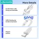 USAMS καλώδιο USB-C SJ763, 60W, 480Mbps, 1m, λευκό