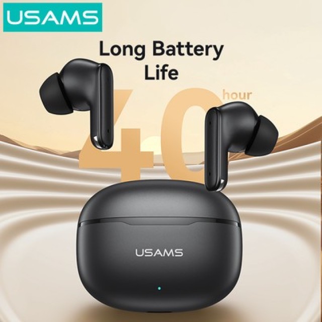 USAMS earphones με θήκη φόρτισης E05, True Wireless, BT 6.0, λευκό