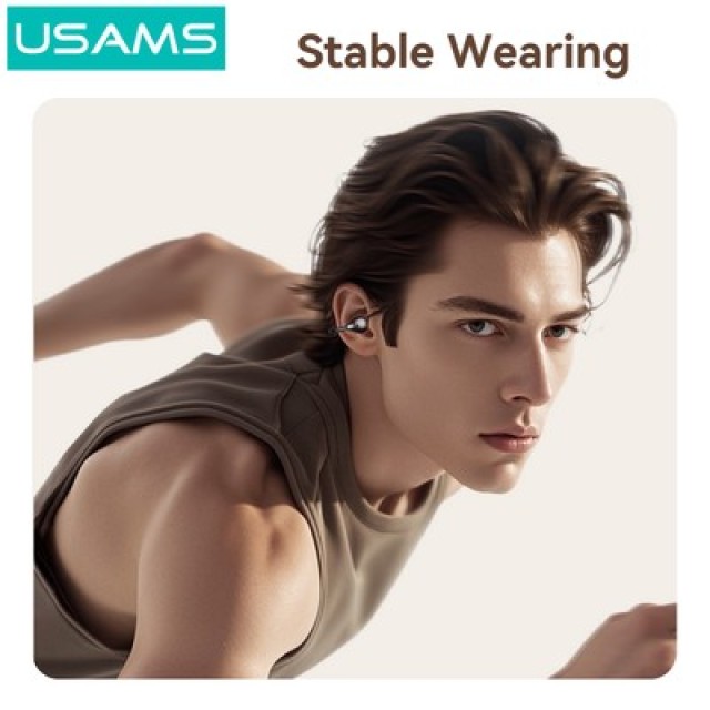 USAMS earphones με θήκη φόρτισης Echo R02, OWS, Φ11mm, 50/300mAh, μαύρα