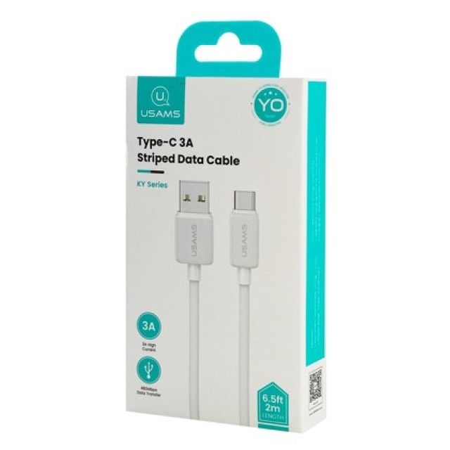 USAMS καλώδιο USB-C σε USB US-SJ693, 3A, 480Mbps, 2m, λευκό