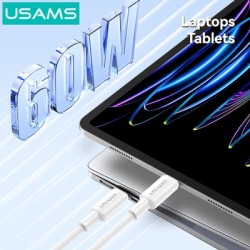 USAMS καλώδιο USB-C SJ763, 60W, 480Mbps, 1m, λευκό USAMS καλώδιο USB-C SJ763, 60W, 480Mbps, 1m, λευκό