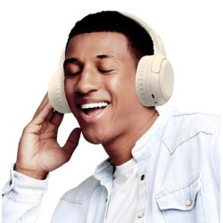USAMS headphones YG23, ασύρματα & ενσύρματα, Φ40mm, 300mAh, μπεζ