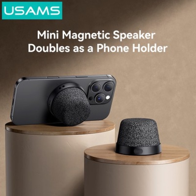 USAMS μίνι φορητό ηχείο YX016, μαγνητικό, 3W, Bluetooth, 700mAh, μαύρο