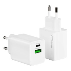 POWERTECH φορτιστής τοίχου PT-1551, USB/USB-C, 45W, GaN, AVS, λευκός