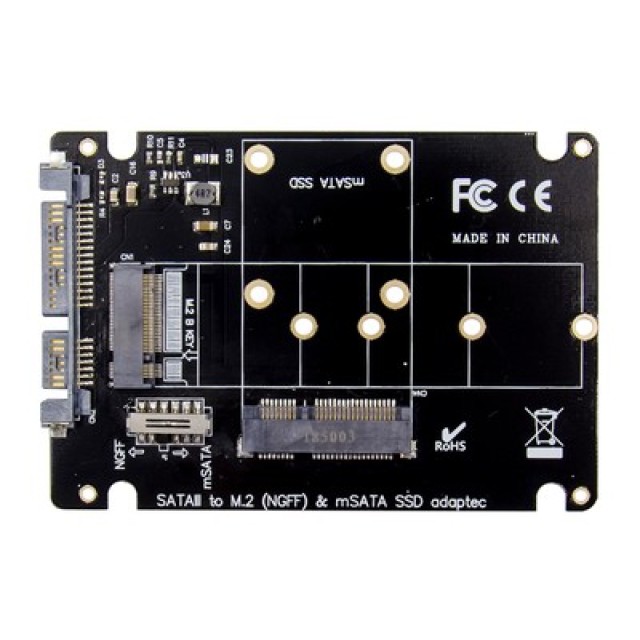 POWERTECH κάρτα μετατροπής 2.5" SATA σε M.2 B & mSATA SSD ST525, 6Gbps