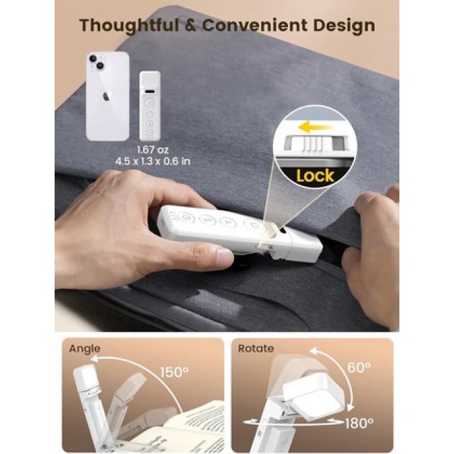 GLOCUSENT LED φακός διαβάσματος GLCSNTA2802, επαναφορτιζόμενος, έως 24lm, λευκός