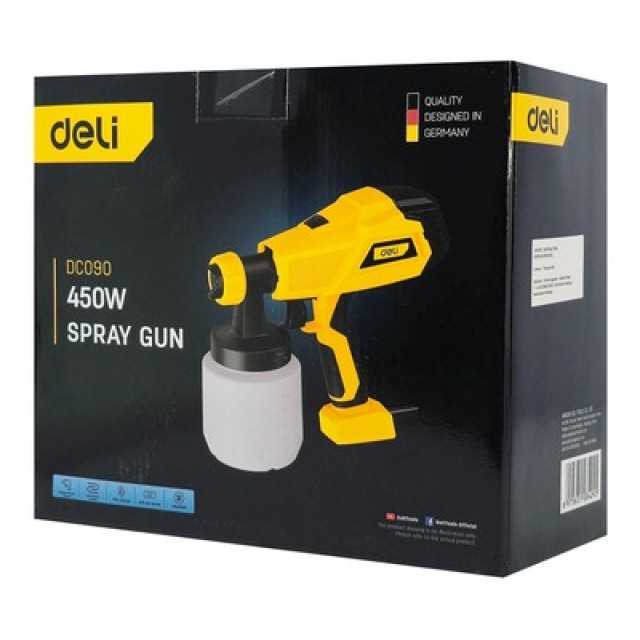 DELI ηλεκτρικό πιστόλι βαφής DC090 με δοχείο 800ml, 450W
