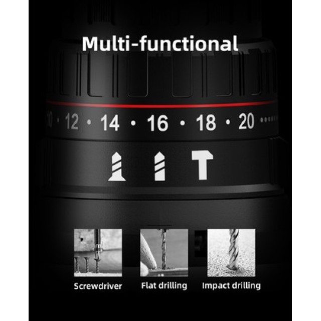 DELI κρουστικό δραπανοκατσάβιδο μπαταρίας DE-CZ16-1A2, Brushless, 16V, 2Ah, 45N.m