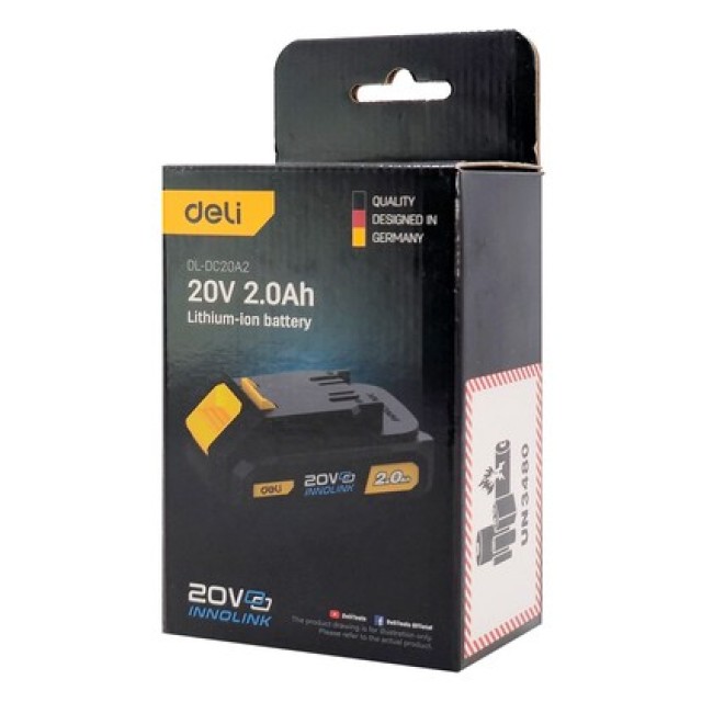 DELI μπαταρία λιθίου για εργαλεία μπαταρίας DL-DC20A2, 20V 2Ah