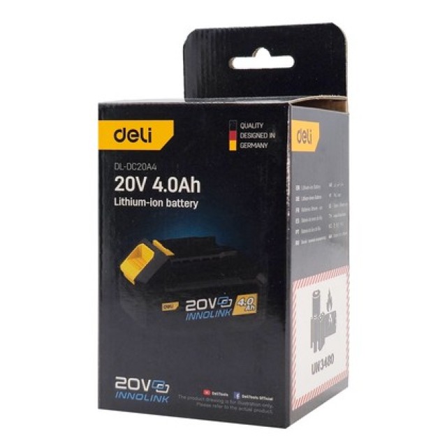 DELI μπαταρία λιθίου για εργαλεία μπαταρίας DL-DC20A4, 20V 4Ah