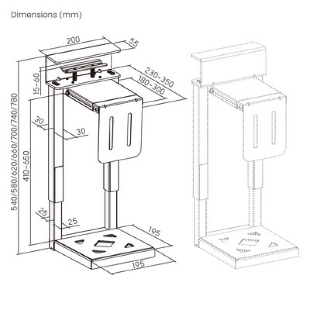 BRATECK βάση γραφείου για PC CPB29-01, universal, μεταλλική, έως 30kg