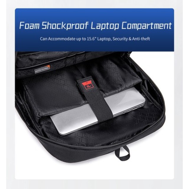 ARCTIC HUNTER τσάντα πλάτης B00111 με θήκη laptop 15.6", 20L, μαύρη