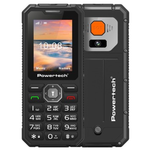 POWERTECH κινητό τηλέφωνο Sentry Armor, dual SIM, πλήκτρο SOS, 4G, IP67, μαύρο