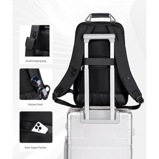 ARCTIC HUNTER τσάντα πλάτης B00915 με θήκη laptop 15.6", USB, 20L, μαύρη