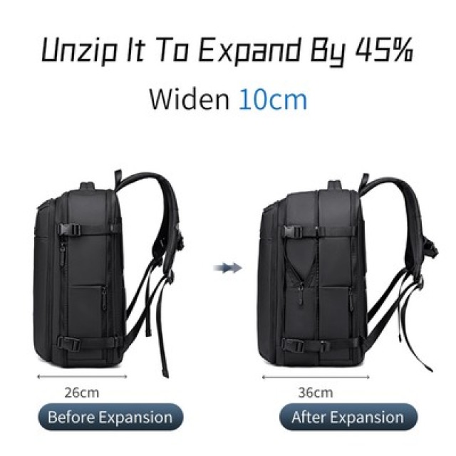 ARCTIC HUNTER τσάντα πλάτης B00866 με θήκη laptop 15.6", αεροστεγής θήκη, 35.5L/49.5L, μαύρη