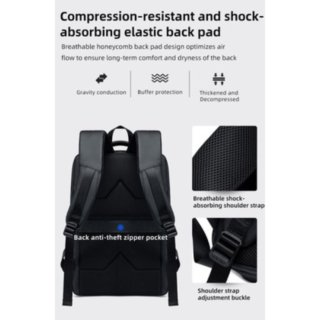 GOLDEN WOLF τσάντα πλάτης GB00731 με θήκη laptop 15.6", 17L, μαύρη