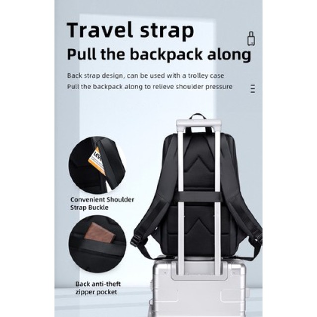 GOLDEN WOLF τσάντα πλάτης GB00731 με θήκη laptop 15.6", 17L, μαύρη