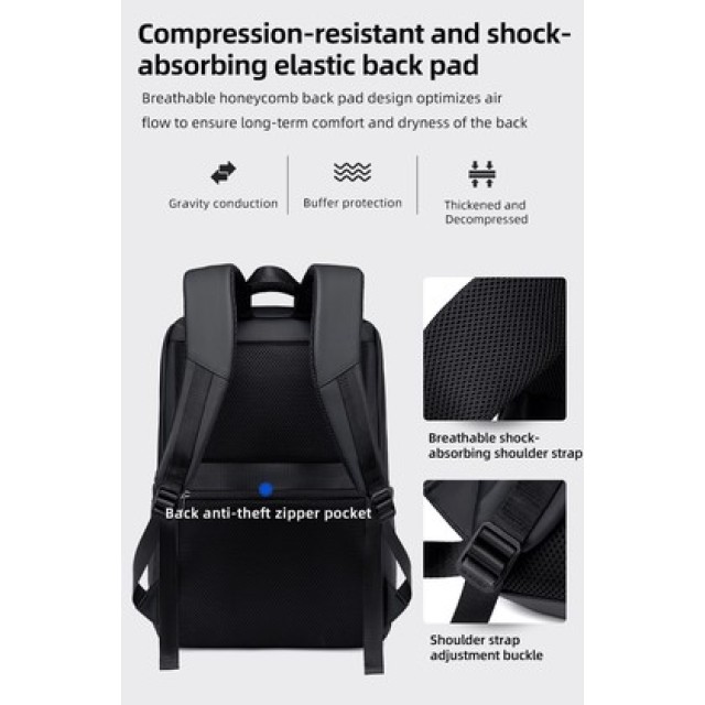 GOLDEN WOLF τσάντα πλάτης GB00707 με θήκη laptop 15.6", 21L, μαύρη