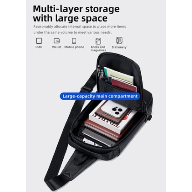 GOLDEN WOLF τσάντα Crossbody GXB00725, 4L, μαύρη