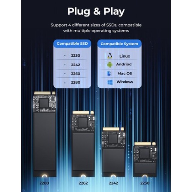 ORICO θήκη για M.2 NVME/NGFF SSD OXS2C3-G2, 10Gbps, γκρι