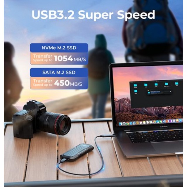 ORICO θήκη για M.2 NVME/NGFF SSD OXS2C3-G2, 10Gbps, γκρι