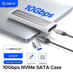 ORICO θήκη για M.2 NVME/NGFF SSD AXM2S-G2, 10Gbps, tool free, γκρι