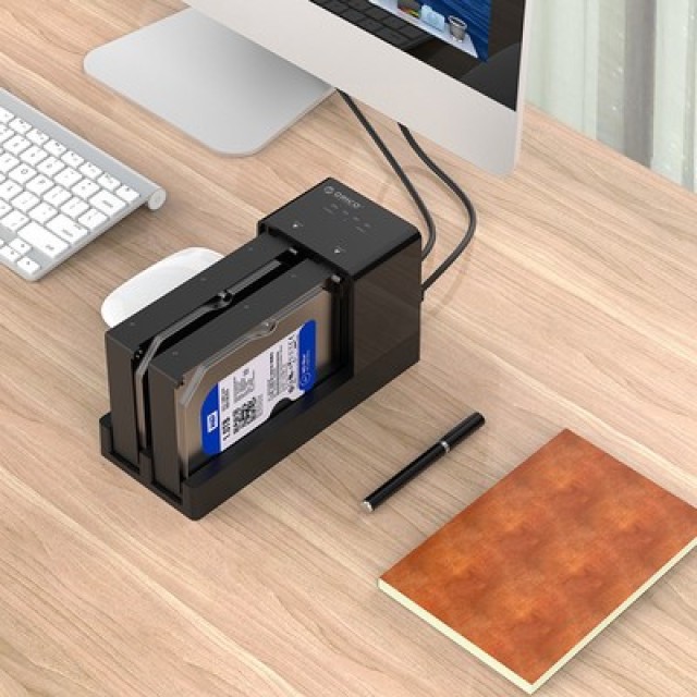 ORICO docking station για 2.5" ή 3.5" SATA HDD/SSD 6528US3-C, 2 θέσεων, 5Gbps, clone function, μαύρο