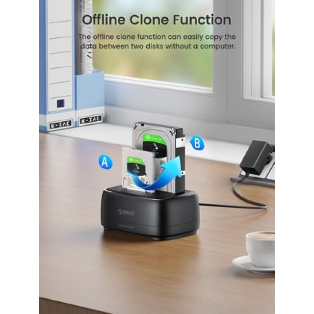 ORICO docking station για 2.5" ή 3.5" SATA HDD/SSD DD28U3-C, 2 θέσεων, 5Gbps, clone function, μαύρο