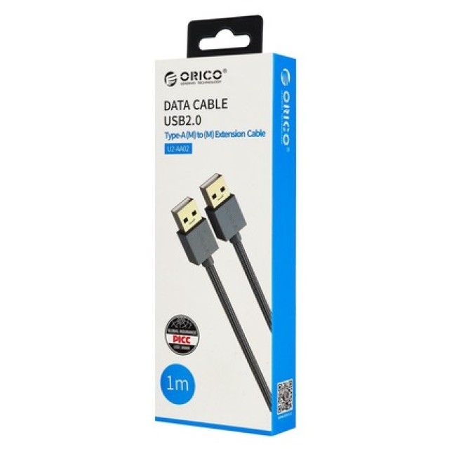 ORICO καλώδιο USB 2.0 U2-AA02, 480Mbps, 1m, γκρι