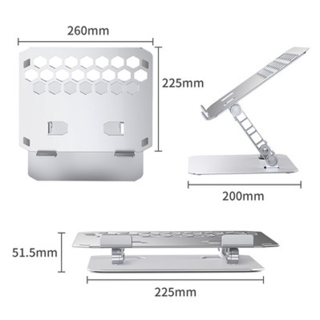 ORICO μεταλλική βάση για laptop/tablet LST02, 11~15.6", foldable, ασημί